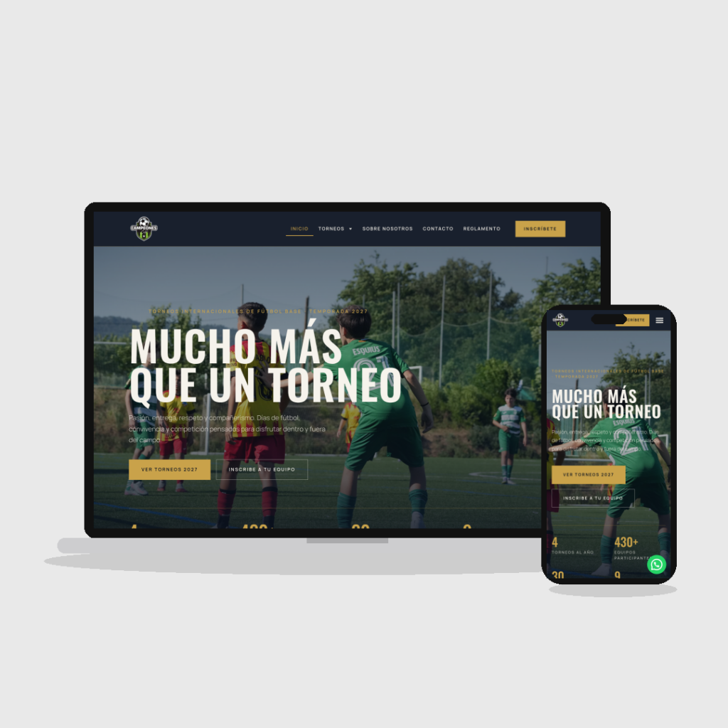 Web de Campeones Cup dissenyada per MontsenyWebs, en ordinador i mòbil