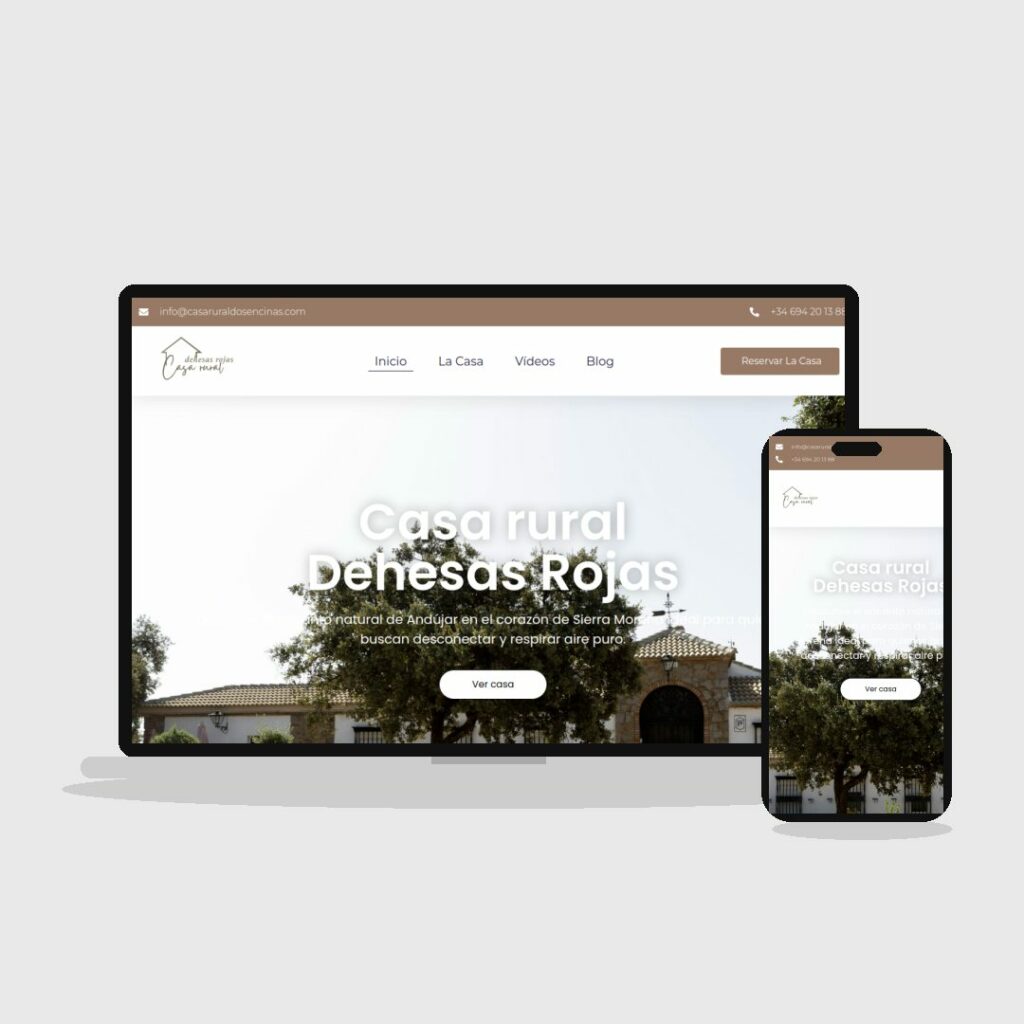 Web de la Casa Rural Dehesas Rojas dissenyada per MontsenyWebs, en ordinador i mòbil