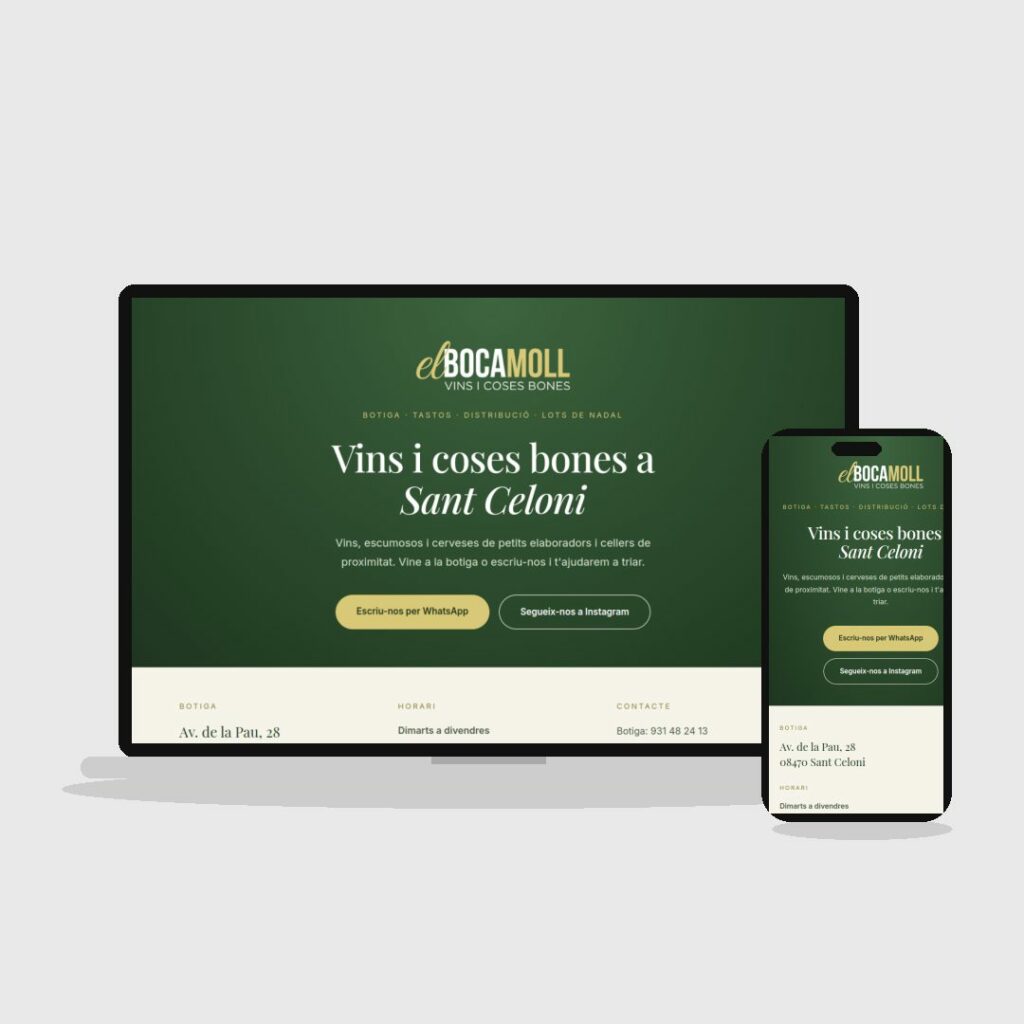 Web d'El Bocamoll dissenyada per MontsenyWebs, en ordinador i mòbil